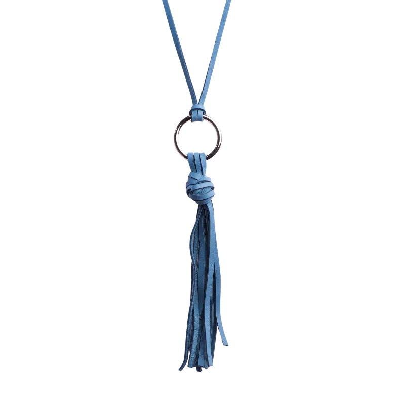 Sautoir cuir Bleu océan