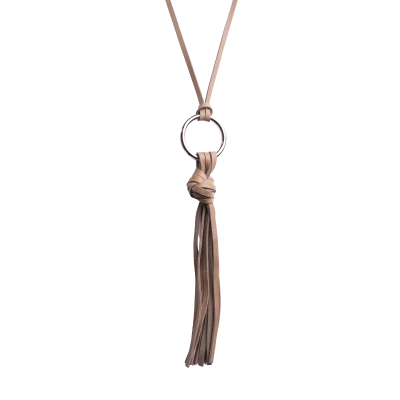 Sautoir cuir Taupe