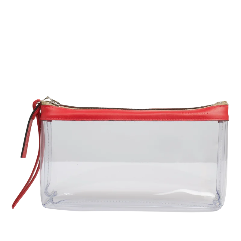 Trousse PVC et cuir Rouge Large