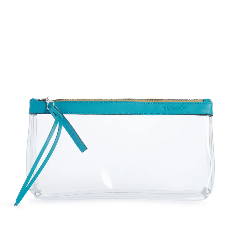 Trousse PVC et cuir Turquoise Large