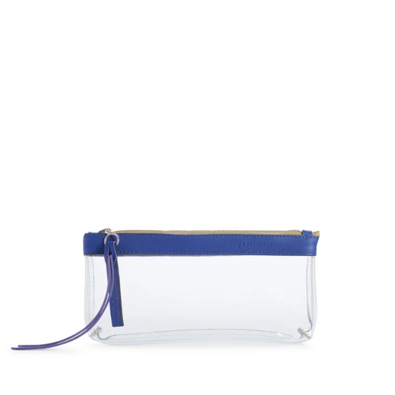 Trousse PVC et cuir Bleu cobalt Médium1