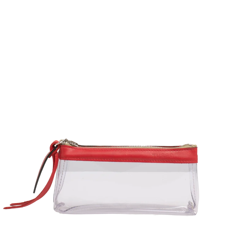 Trousse PVC et cuir Rouge Médium1
