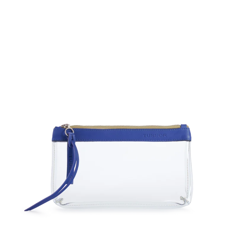 Trousse PVC et cuir Bleu cobalt Médium2
