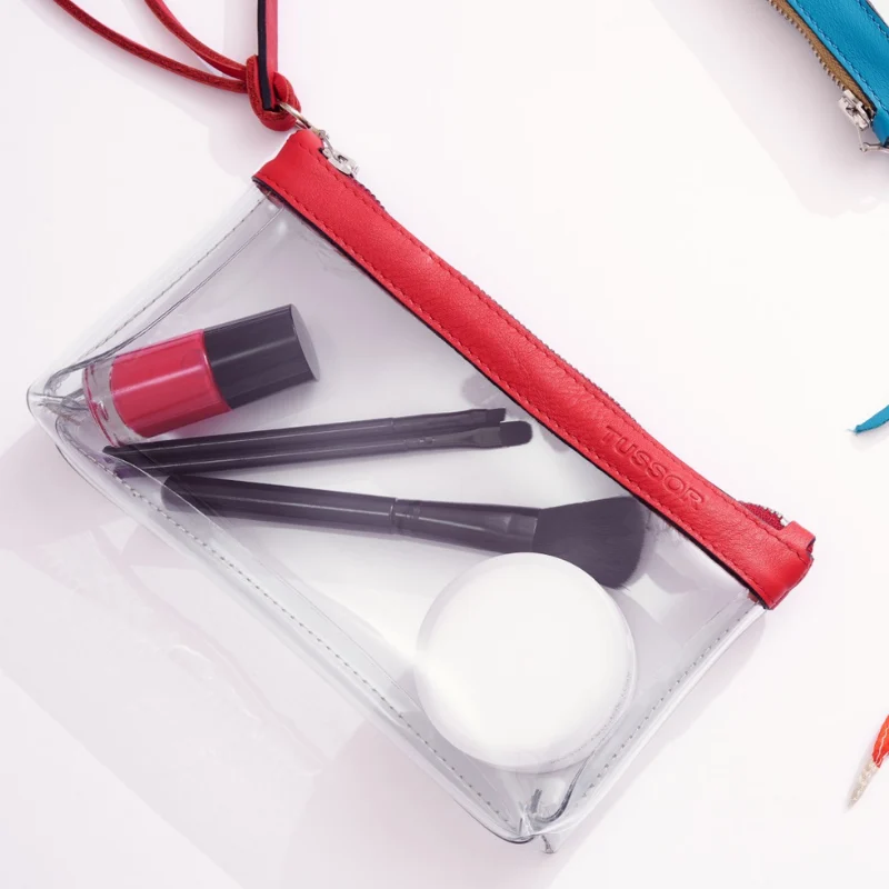 Trousse PVC et cuir Rouge Médium2