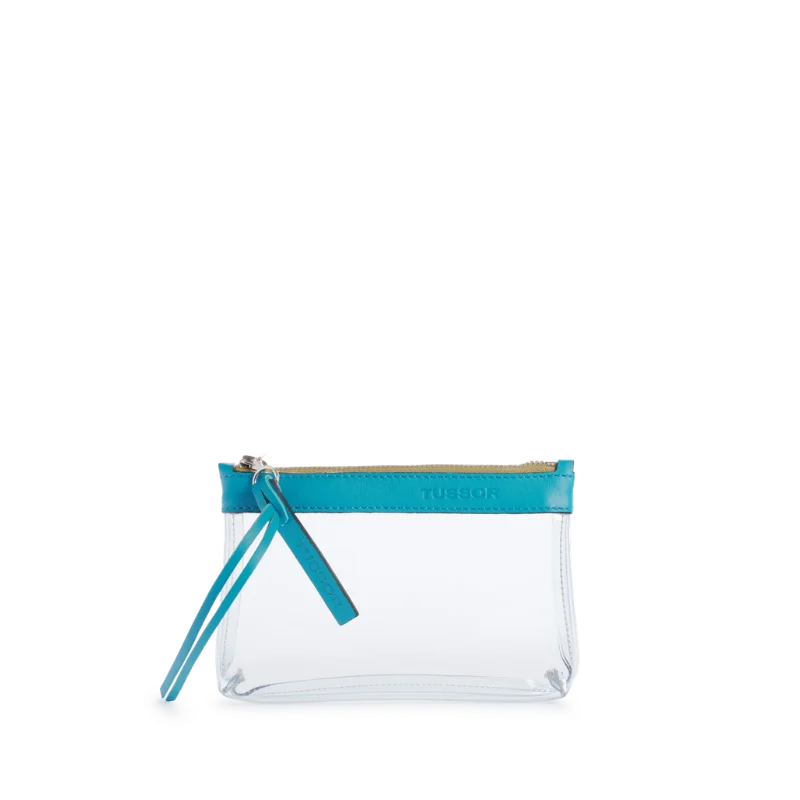 Trousse PVC et cuir Turquoise Small