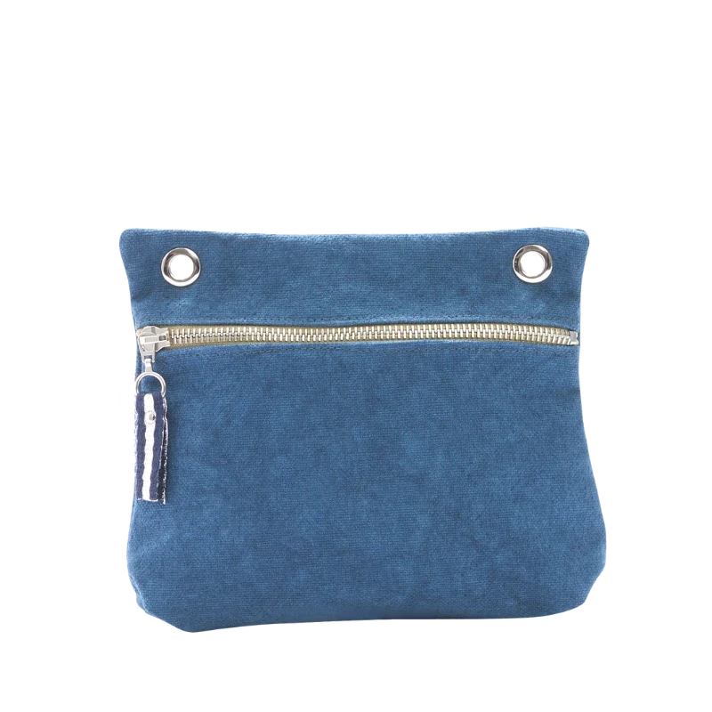 pochette yole en coton bleu canard
