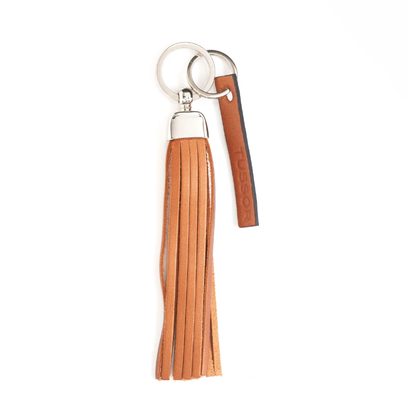 porte-clés pompon en cuir gold