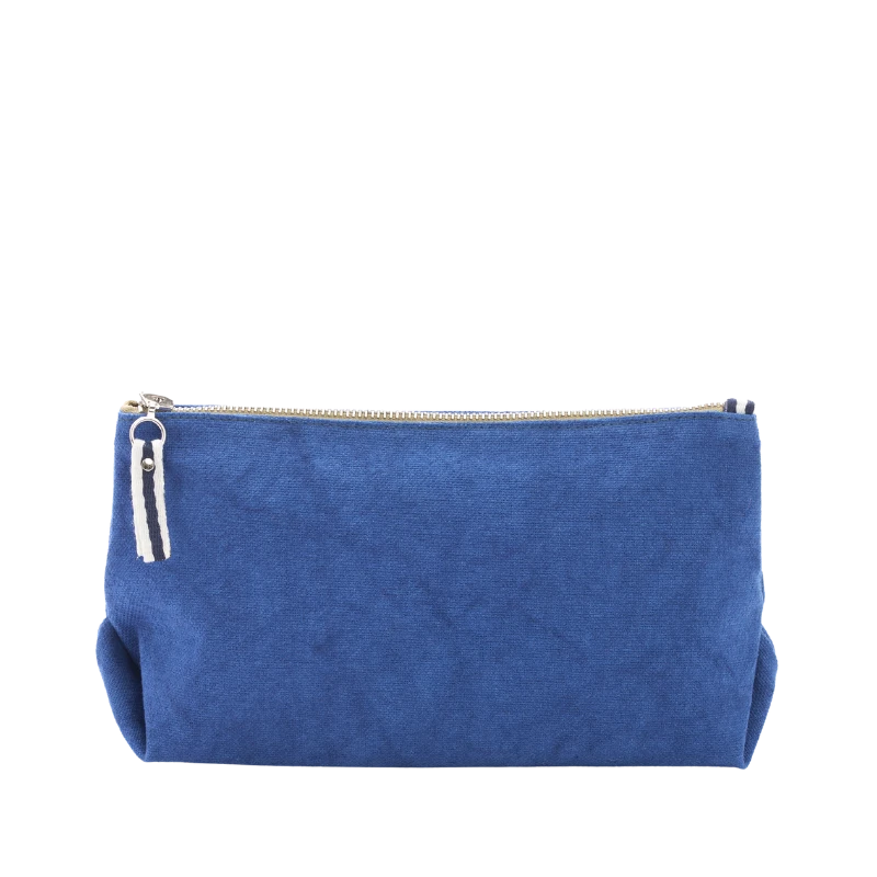 trousse pochette coton bleu roi