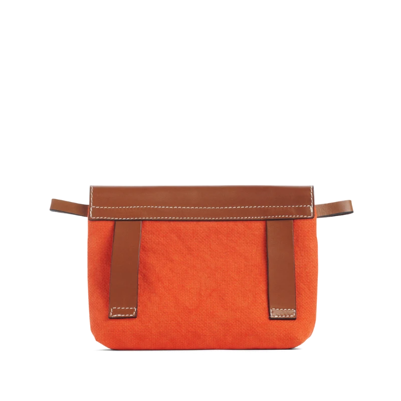 pochette mobile amovible en coton corail et cuir