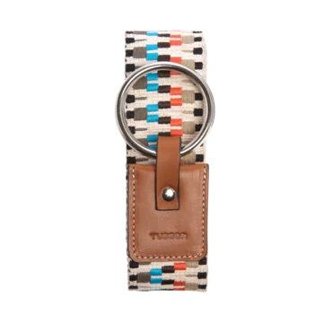 Ceinture duo quetzal colorée en coton et cuir naturel gold et boucle nickel