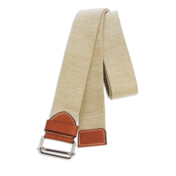 Ceinture colorée unie beige scintillant en coton et cuir naturel gold et boucle nickel