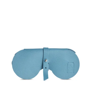 étui à lunettes en cuir vachette bleu français