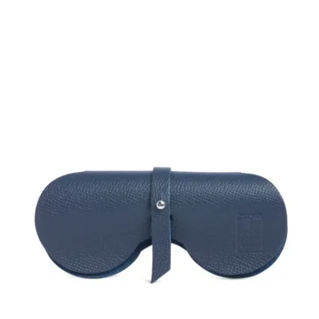 étui à lunettes en cuir vachette bleu marine
