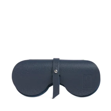 étui à lunettes en cuir de couleur bleu nuit