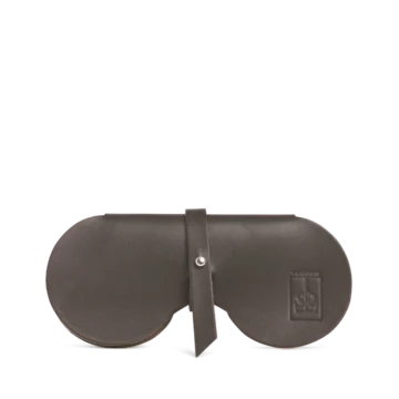 étui à lunettes en cuir de couleur chocolat