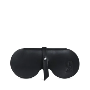 étui à lunettes en cuir de veau noir