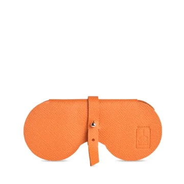 étui à lunettes en cuir vachette orange