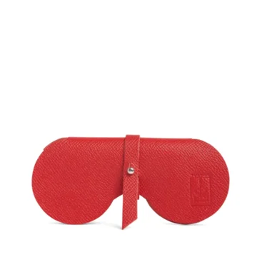 étui à lunettes en cuir vachette rouge