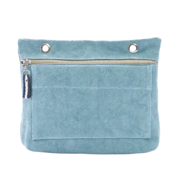 Grande pochette modulable en coton bleu français avec une poche devant