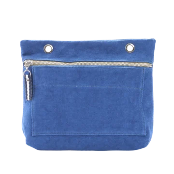 Grande pochette modulable en coton bleu roi avec une poche devant