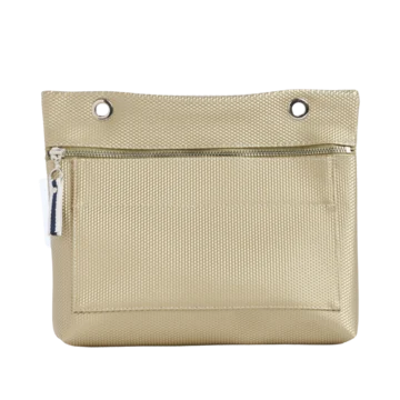 Grande pochette modulable en polyester brillant avec une poche devant