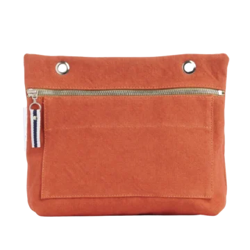 Grande pochette modulable en coton brique avec une poche devant