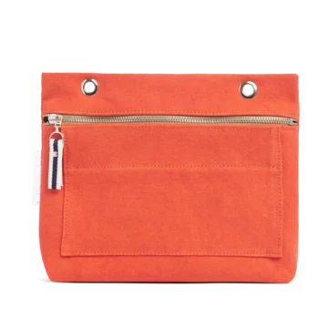 Grande pochette modulable en coton corail avec une poche devant