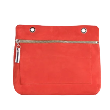 Grande pochette modulable en cuir vachette velours galet