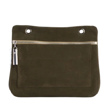 Grande pochette modulable en cuir vachette velours galet