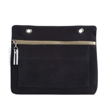 Grande pochette modulable en cuir vachette velours galet