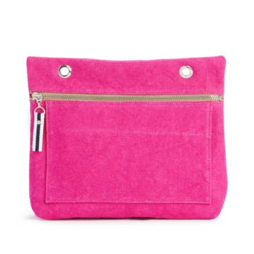 Grande pochette modulable en coton fushia avec une poche devant