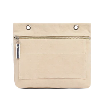Grande pochette modulable en coton grege avec une poche devant