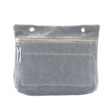 Grande pochette modulable en coton gris avec une poche devant