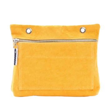 Grande pochette modulable en coton jaune avec une poche devant