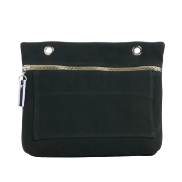 Grande pochette modulable en coton noir avec une poche devant