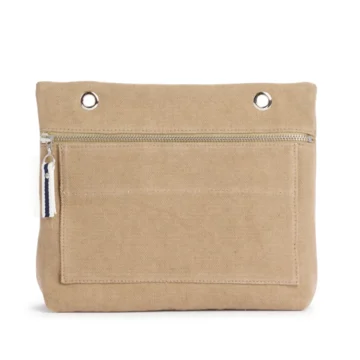 Grande pochette modulable en coton sable avec une poche devant