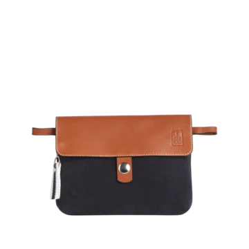 pochette mobile amovible en cuir vachette velours bleu marine