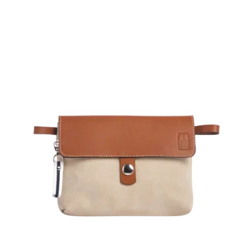 pochette mobile amovible en cuir vachette velours grège