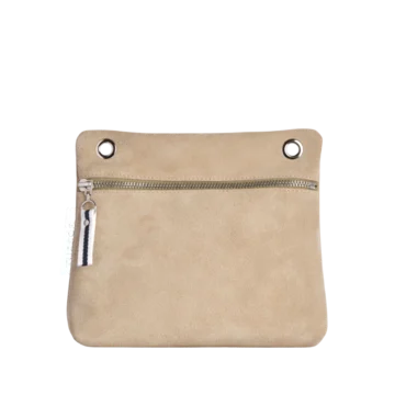 pochette yole en cuir vachette velours grège