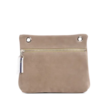 pochette yole en cuir vachette velours galet