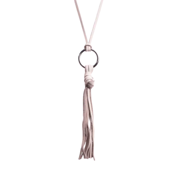 bijou sautoir en cuir écru