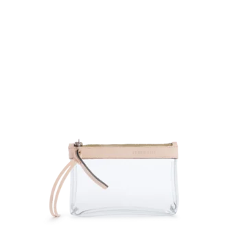 trousse pochette pvc et cuir poudré
