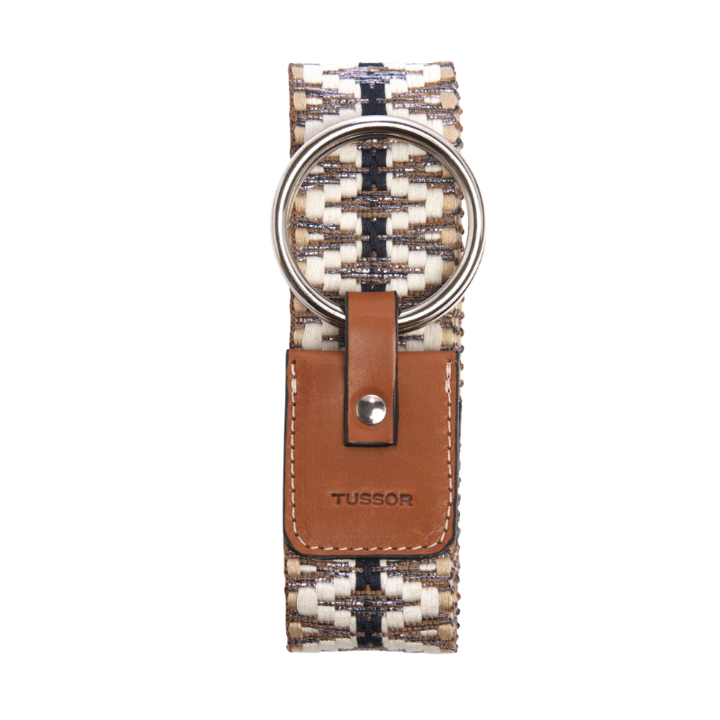Ceinture duo galaxie colorée en coton et cuir naturel gold et boucle nickel