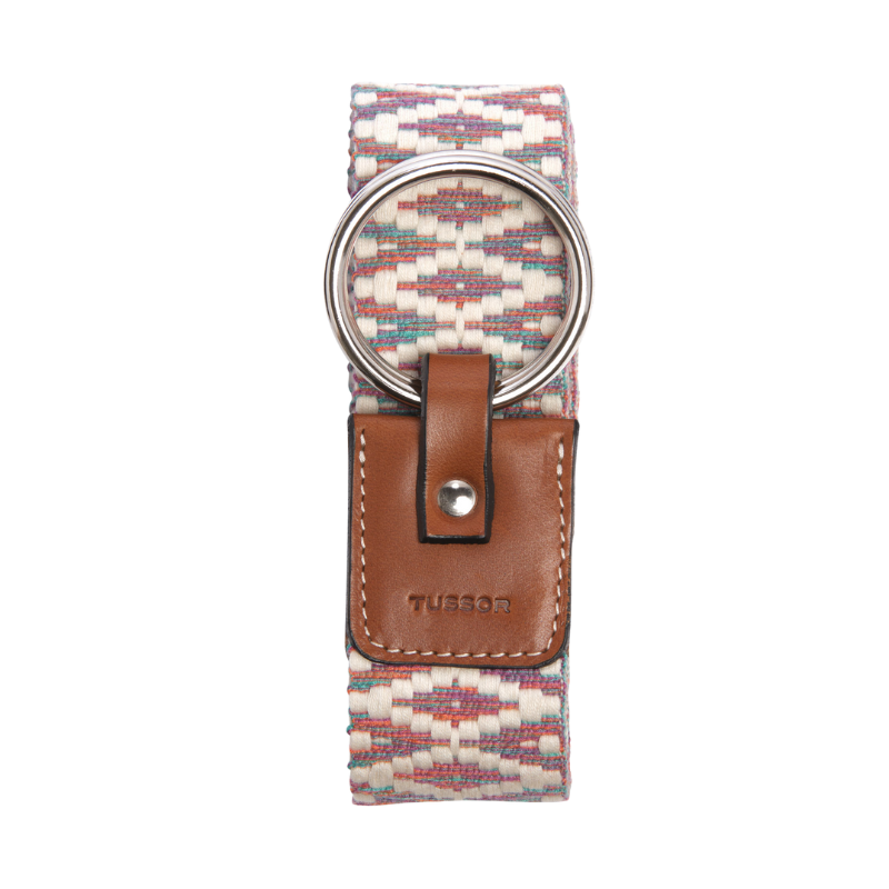 Ceinture duo machu picchu colorée en coton et cuir naturel gold et boucle nickel