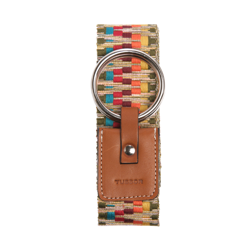 Ceinture duo pachamama colorée en coton et cuir naturel gold et boucle nickel