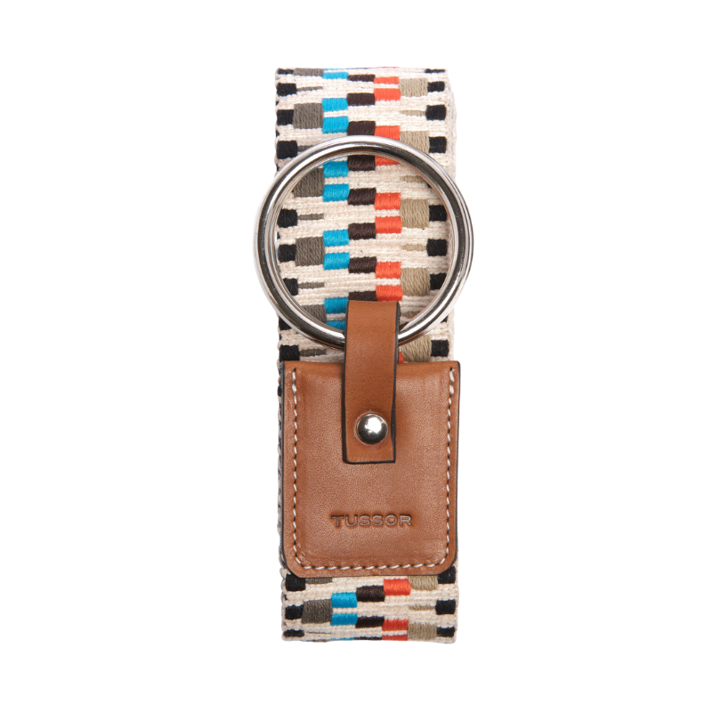 Ceinture duo quetzal colorée en coton et cuir naturel gold et boucle nickel