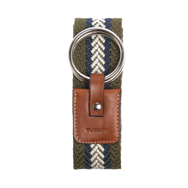 Ceinture duo tribal army colorée en coton et cuir naturel gold et boucle nickel