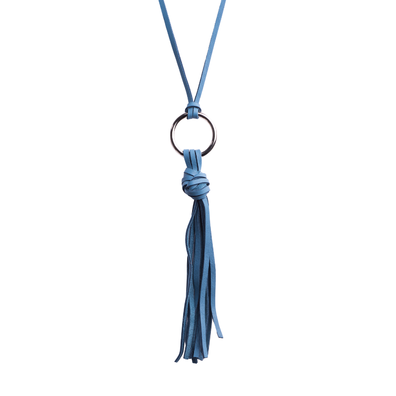 Sautoir cuir Bleu océan