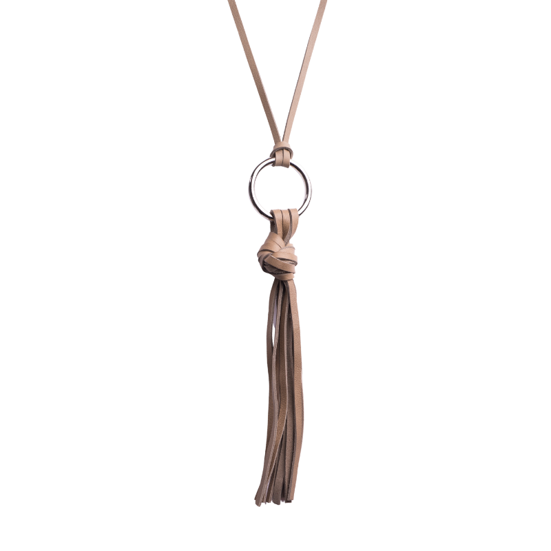 Sautoir cuir Taupe