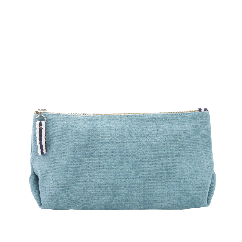 trousse pochette coton bleu français